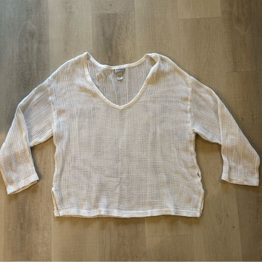 Chico’s Open Stitch Ivory Sweater